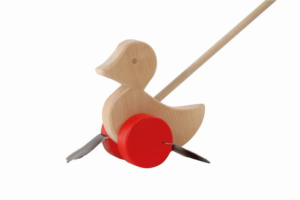 Natural Waddle Duck with Red Wheels - vendor-unknown - Honeybee Toys
