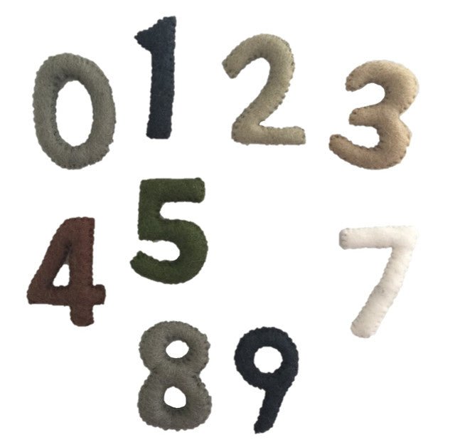 Papoose felt numbers, natural (40% off Was $32.00 now $19.20) whilst stock lasts - vendor-unknown - Honeybee Toys