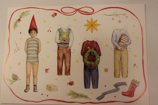 Postcard A5 by Mhairi Hellbrandt Paper Doll Boy - vendor-unknown - Honeybee Toys