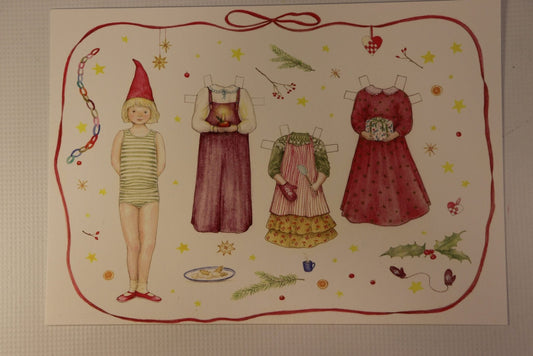 Postcard A5 by Mhairi Hellbrandt Paper Doll Girl Blonde Hair - vendor-unknown - Honeybee Toys