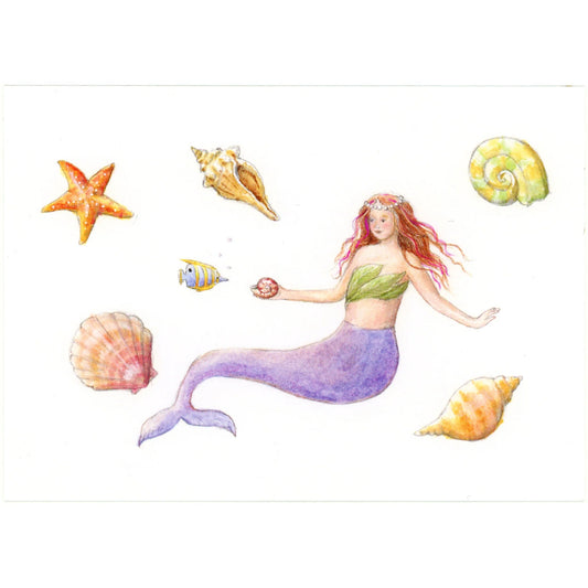 Postcard Mermaid Purple - vendor-unknown - Honeybee Toys