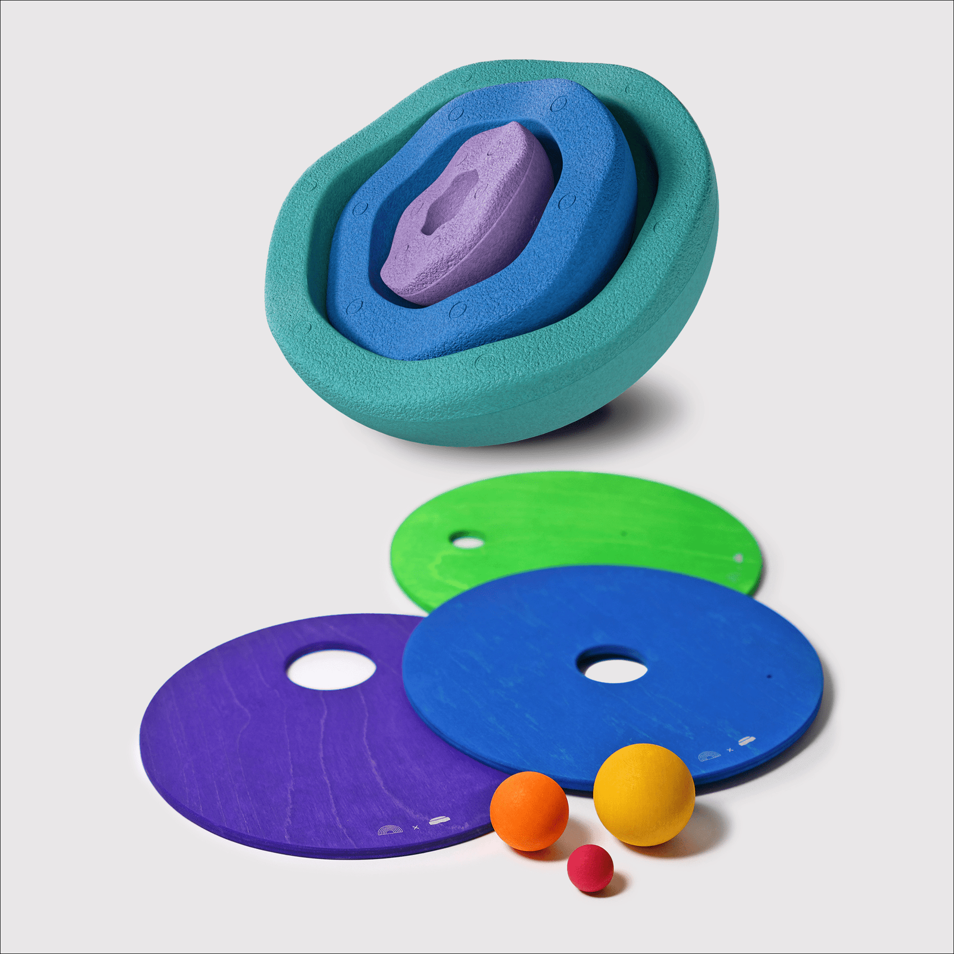 SALE Grimm's Rolling Disc Combo with 38% off Stapelstein Rainbow Inside Cool - vendor-unknown - Honeybee Toys
