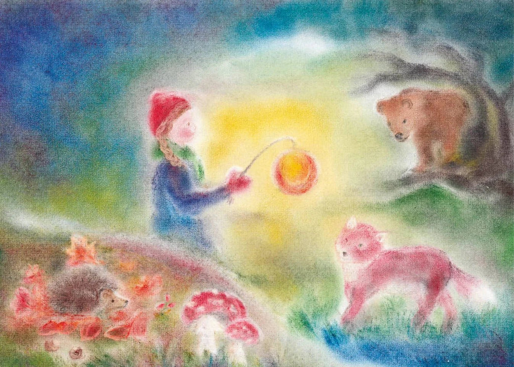 Seccorell Postcard Lantern Child with Animals - vendor-unknown - Honeybee Toys