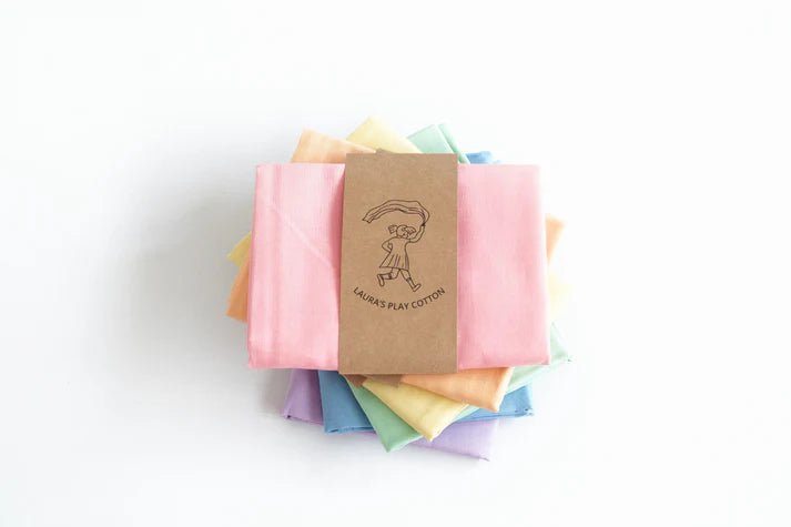 Set of 6 Laura's Play Cotton Pastel Rainbow 90x90 cm - vendor-unknown - Honeybee Toys