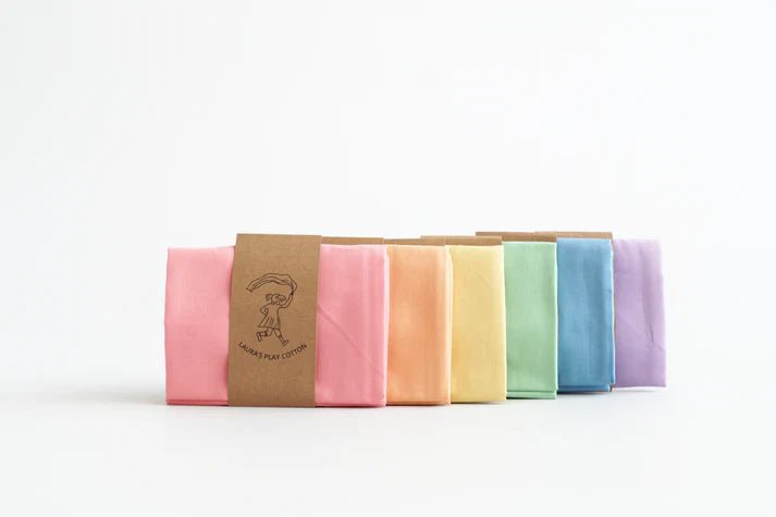 Set of 6 Laura's Play Cotton Pastel Rainbow 90x90 cm - vendor-unknown - Honeybee Toys