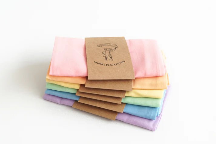 Set of 6 Laura's Play Cotton Pastel Rainbow 90x90 cm - vendor-unknown - Honeybee Toys
