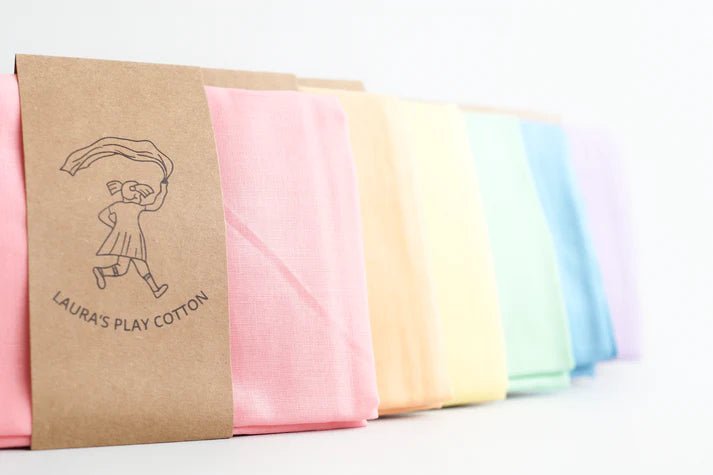 Set of 6 Laura's Play Cotton Pastel Rainbow 90x90 cm - vendor-unknown - Honeybee Toys