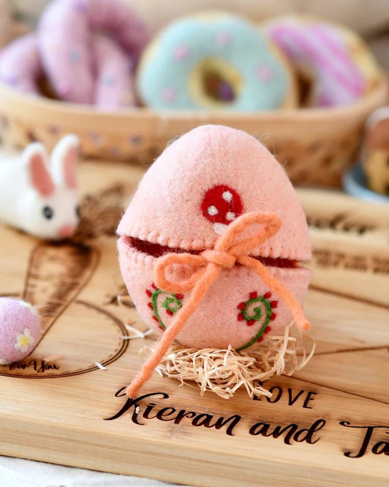 Tara Treasures Felt Egg Cover Peach with Mushroom - vendor-unknown - Honeybee Toys