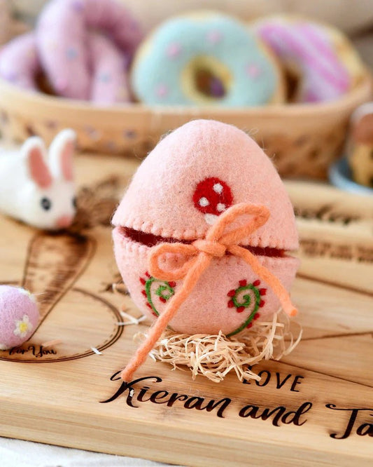 Tara Treasures Felt Egg Cover Peach with Mushroom - vendor-unknown - Honeybee Toys