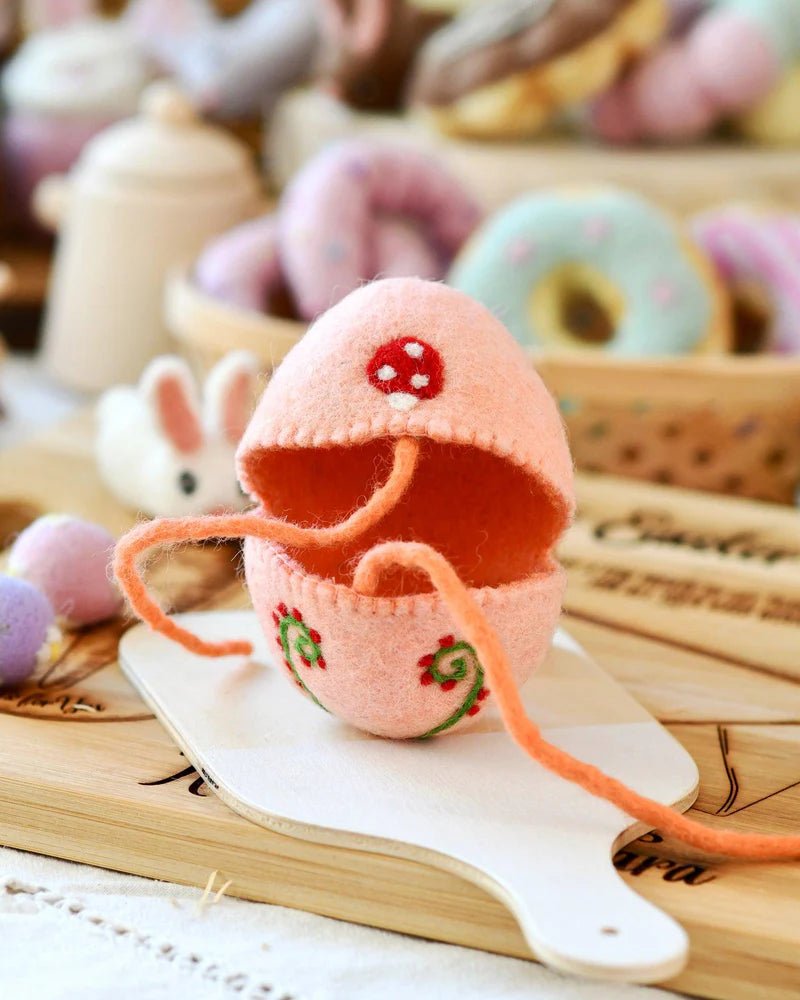 Tara Treasures Felt Egg Cover Peach with Mushroom - vendor-unknown - Honeybee Toys