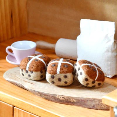 Tara Treasures Felt Hot Cross Buns (set of 3) - vendor-unknown - Honeybee Toys
