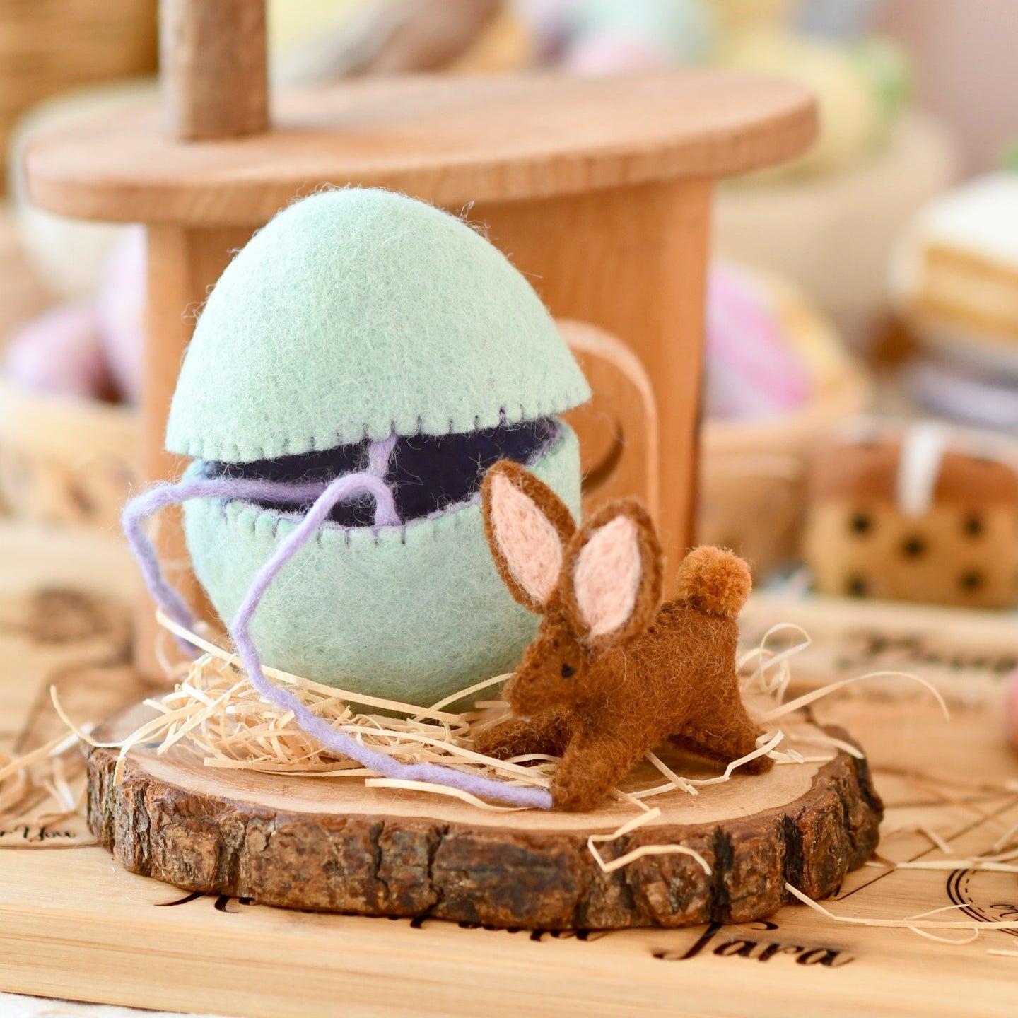 Tara Treasures Felt Surprise Egg with Brown Bunny Inside - vendor-unknown - Honeybee Toys