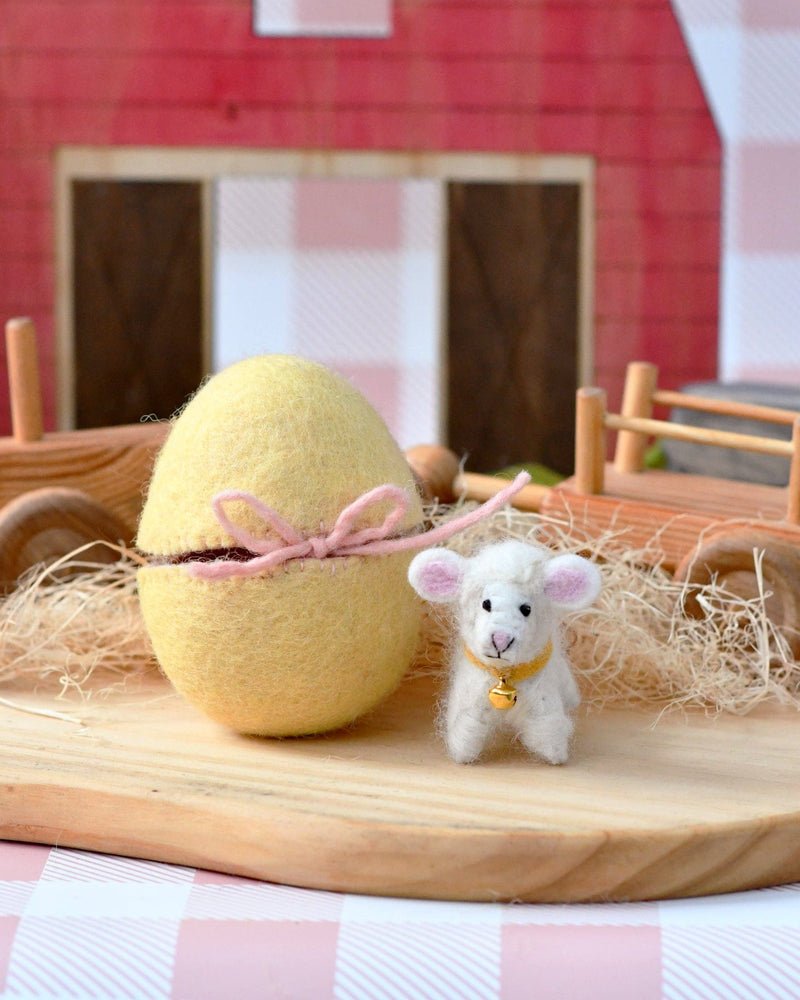 Tara Treasures Felt Surprise Egg with Lamb Inside - vendor-unknown - Honeybee Toys