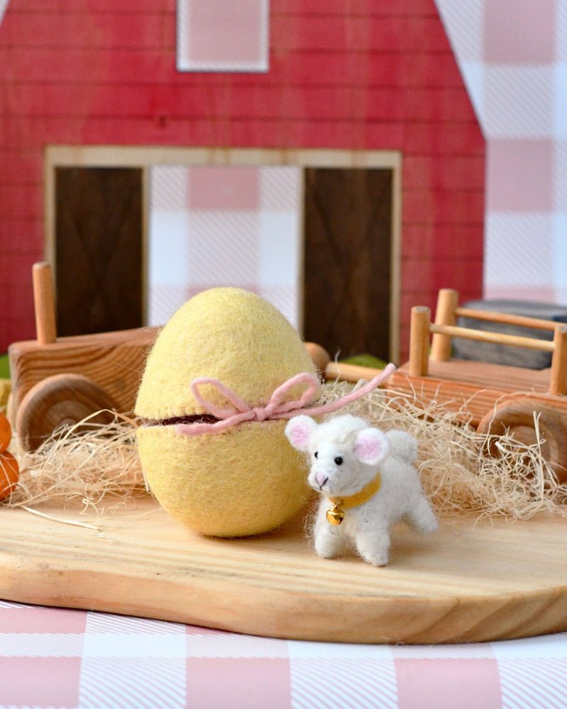 Tara Treasures Felt Surprise Egg with Lamb Inside - vendor-unknown - Honeybee Toys