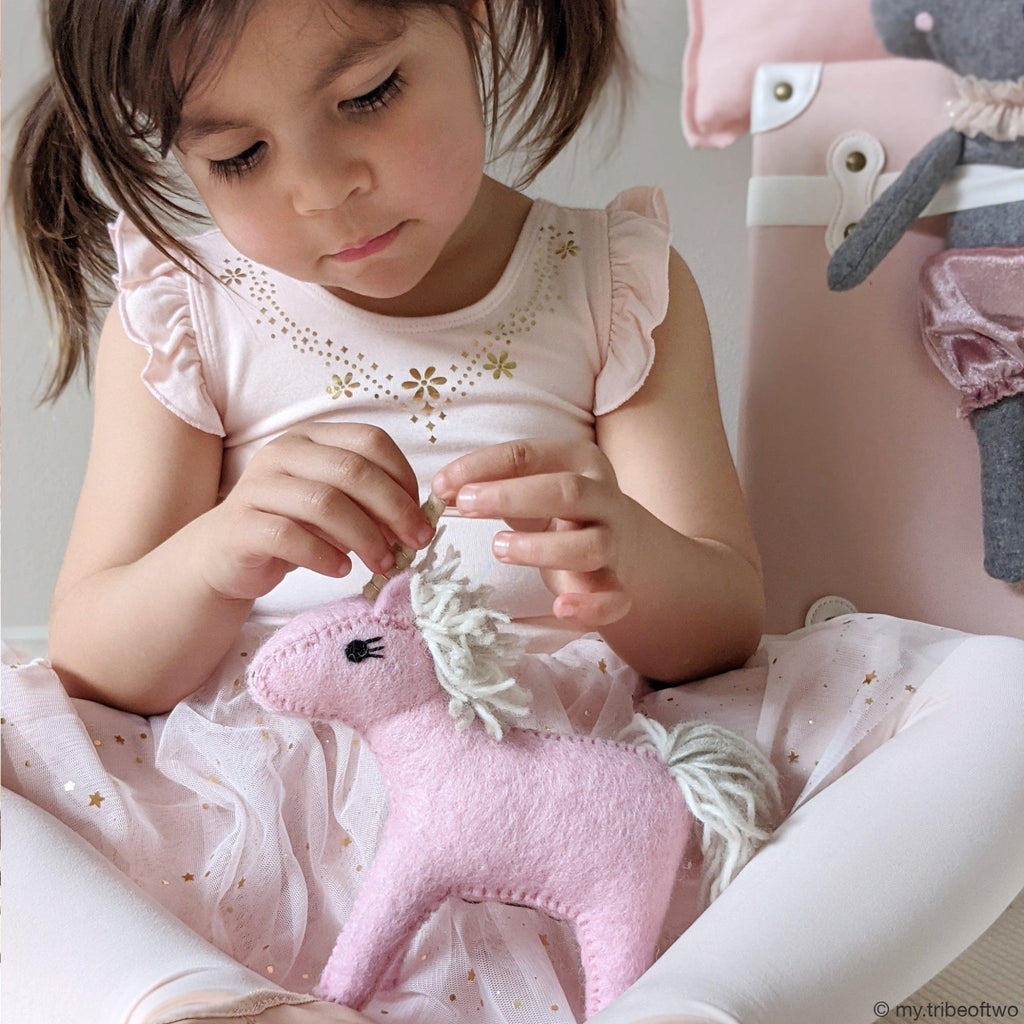 Tara Treasures Felt Unicorn Toy (Pink ) - vendor-unknown - Honeybee Toys