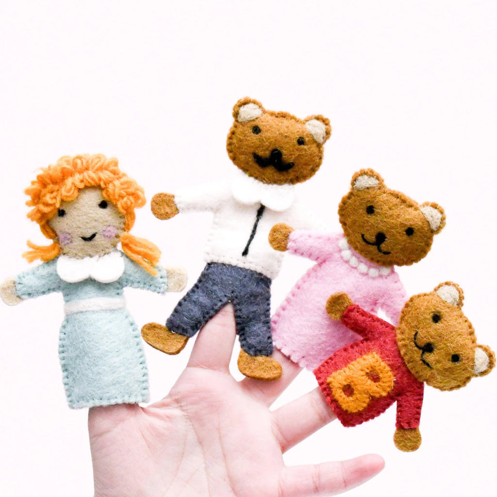 Tara Treasures Finger Puppets Goldilocks and Three Bears - vendor-unknown - Honeybee Toys