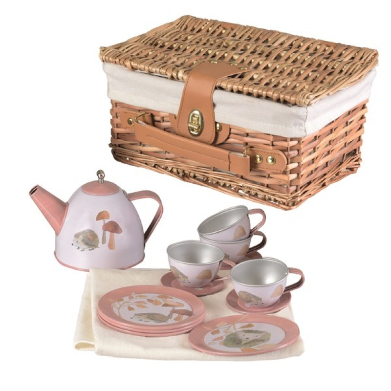 Egmont Tin Tea Set Hedgehog in Wicker Basket