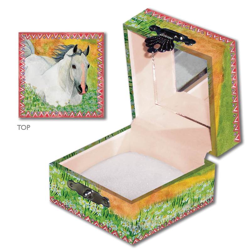 Tiny Treasure Box Horse in Meadow - vendor-unknown - Honeybee Toys