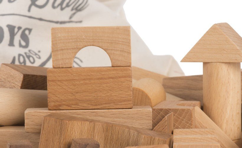 Wooden Story Natural Blocks in Sack 100 pcs - vendor-unknown - Honeybee Toys