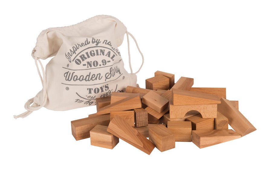 Wooden Story Natural Blocks in Sack XL 50 pieces - vendor-unknown - Honeybee Toys