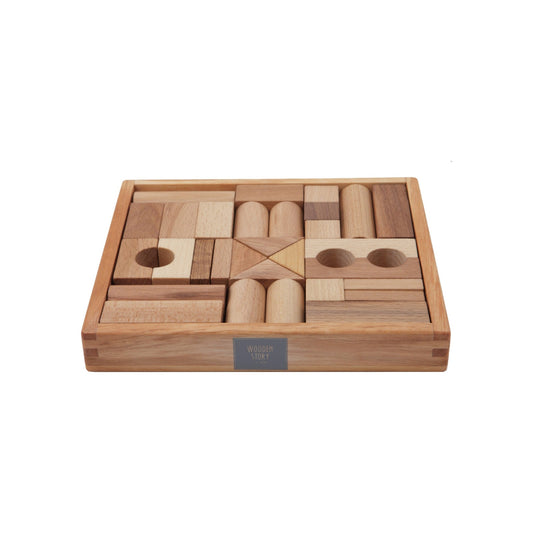 Wooden Story Natural Blocks in Tray 30 pieces - vendor-unknown - Honeybee Toys