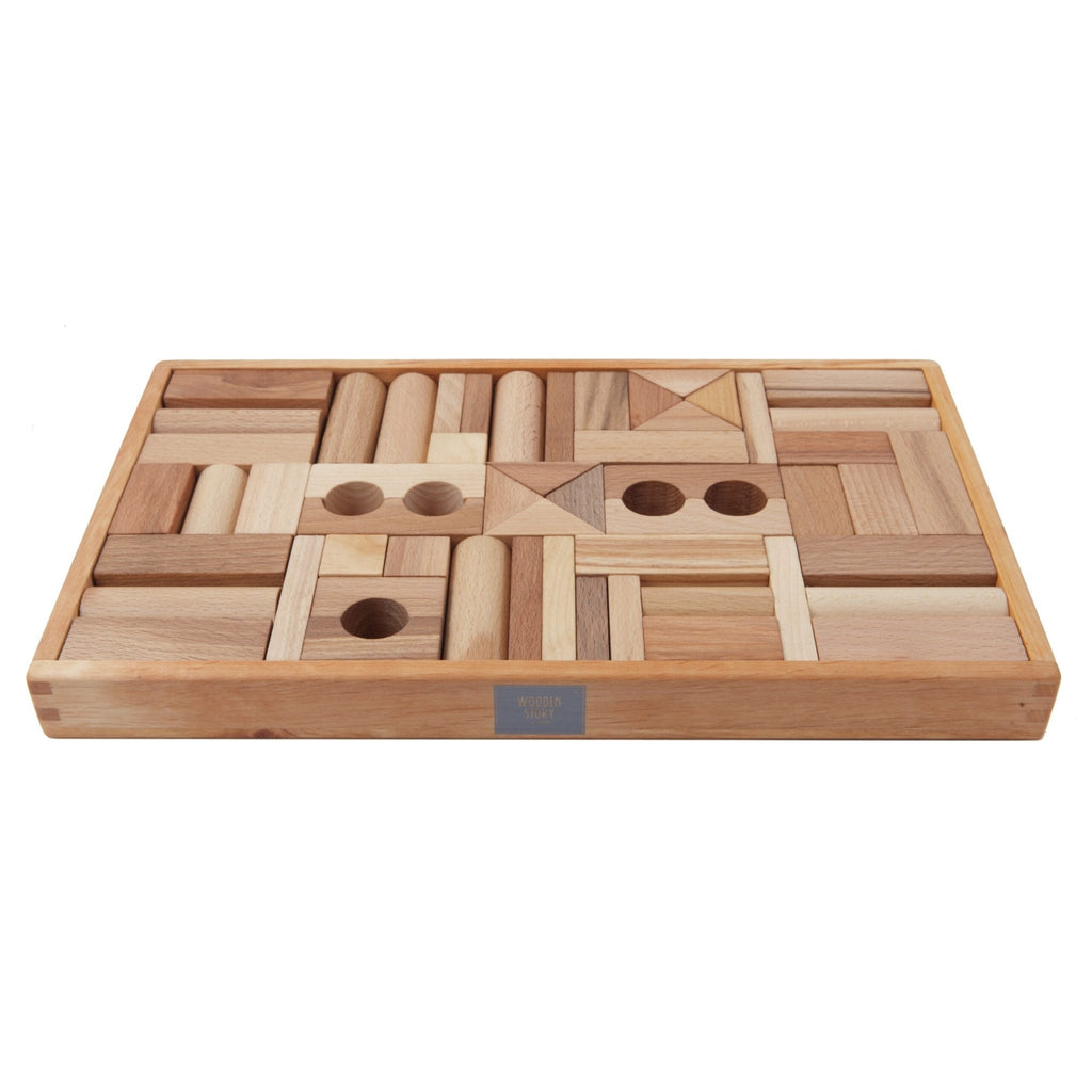 Wooden Story Natural Blocks in Tray 54 pieces - vendor-unknown - Honeybee Toys