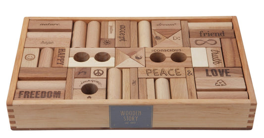 Wooden Story Peace and Love Blocks 108 pieces - vendor-unknown - Honeybee Toys