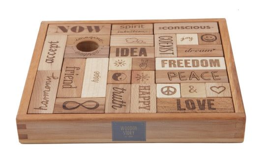 Wooden Story Peace and Love Blocks 29 pieces - vendor-unknown - Honeybee Toys