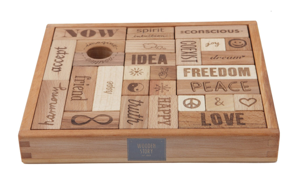 Wooden Story Peace and Love Blocks 29 pieces - vendor-unknown - Honeybee Toys