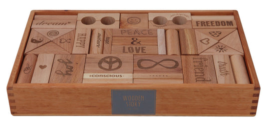 Wooden Story Peace and Love Blocks XL 72 pieces - vendor-unknown - Honeybee Toys
