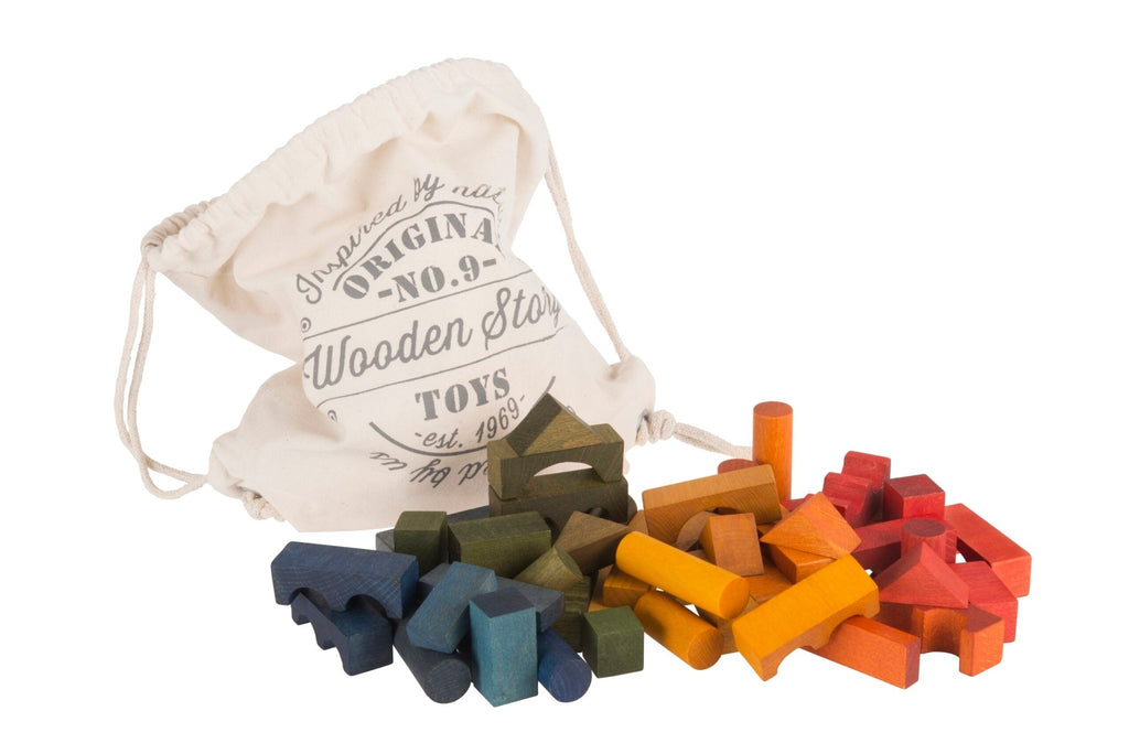 Wooden Story Rainbow Blocks in Sack 100 pcs - vendor-unknown - Honeybee Toys
