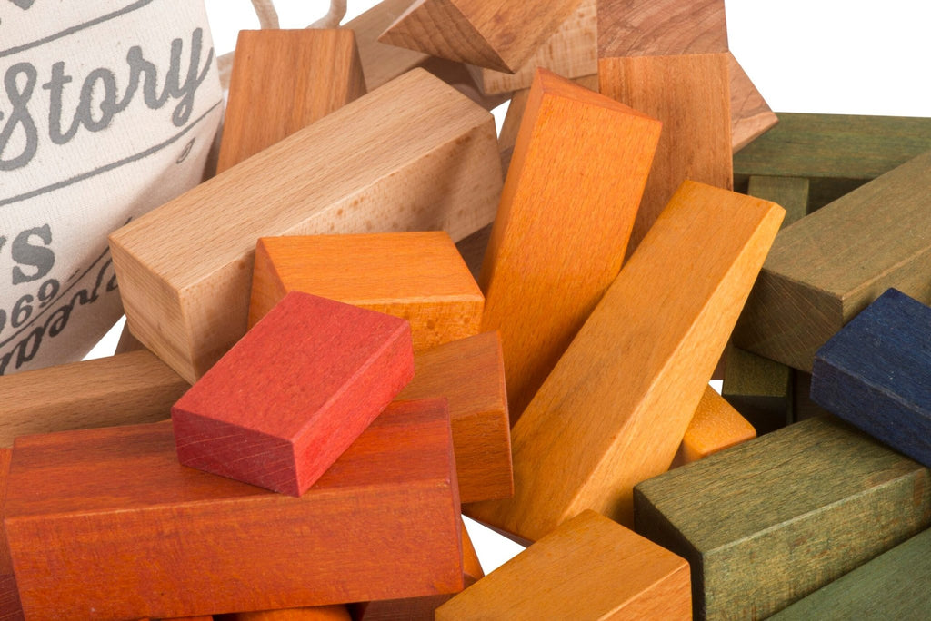 Wooden Story Rainbow Blocks in Sack XL 50 pieces - vendor-unknown - Honeybee Toys