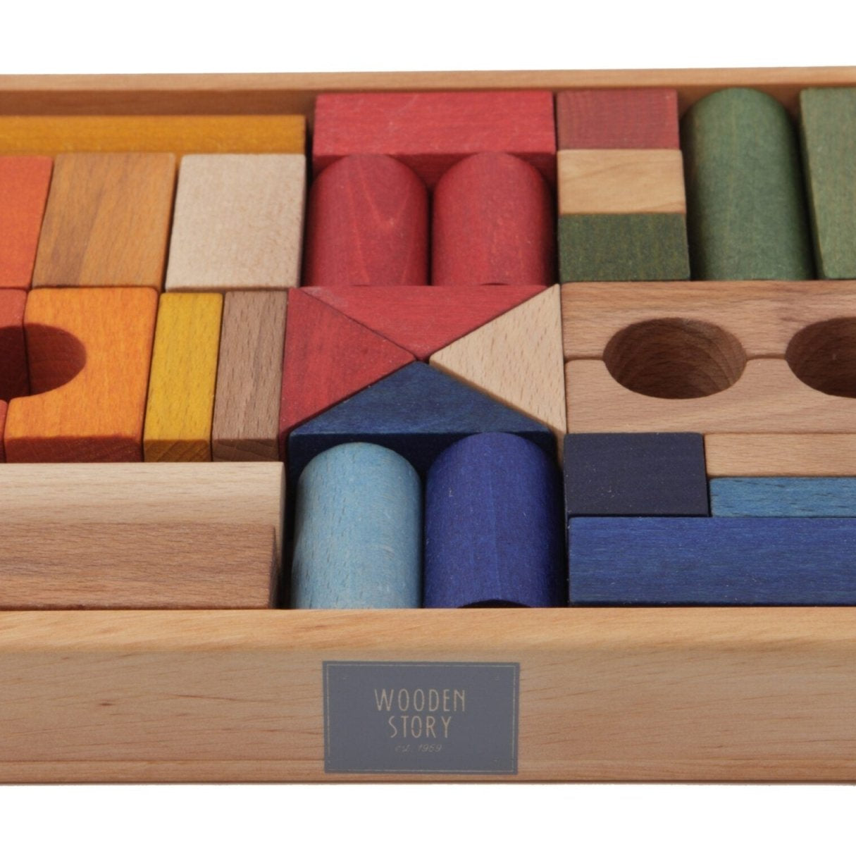 Wooden Story Rainbow Blocks in Tray 30 pieces - vendor-unknown - Honeybee Toys