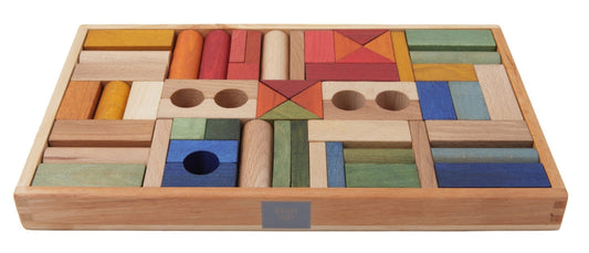 Wooden Story Rainbow Blocks in Tray 54 pieces - vendor-unknown - Honeybee Toys