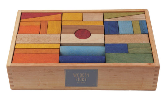 Wooden Story Rainbow Blocks in Tray XL 63 pieces - vendor-unknown - Honeybee Toys