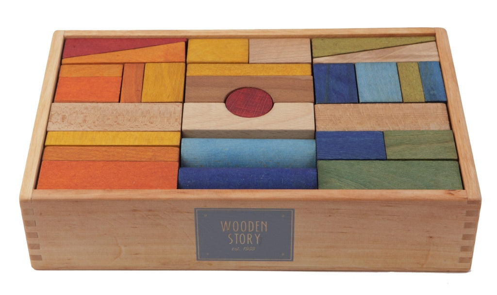 Wooden Story Rainbow Blocks in Tray XL 63 pieces - vendor-unknown - Honeybee Toys
