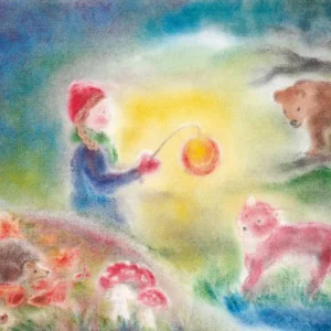 Seccorell Postcard Lantern Child with Animals