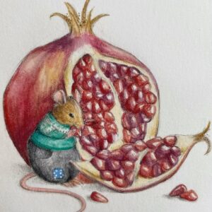 Postcard Pomegranate Mouse
