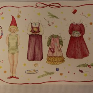 Postcard A5 by Mhairi Hellbrandt Girl Paper Doll Blonde Hair