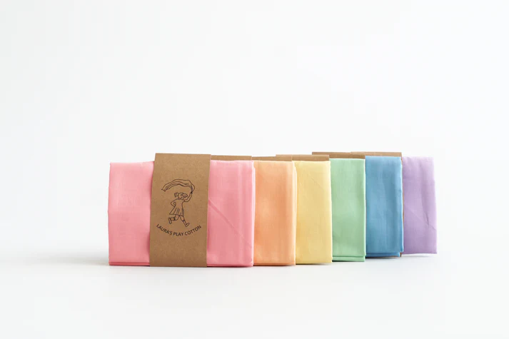 Laura's Play Cotton Set of 6 Pastel Rainbow 50 x 50 cm 4 Laura's Play Cotton Set of 6 Pastel Rainbow 50 x 50 cm - Image 4