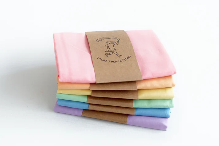 Laura's Play Cotton Set of 6 Pastel Rainbow 50 x 50 cm 1 Laura's Play Cotton Set of 6 Pastel Rainbow 50 x 50 cm