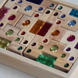Bauspiel Staircase with Colourful Luminous Blocks – 32-Piece Set